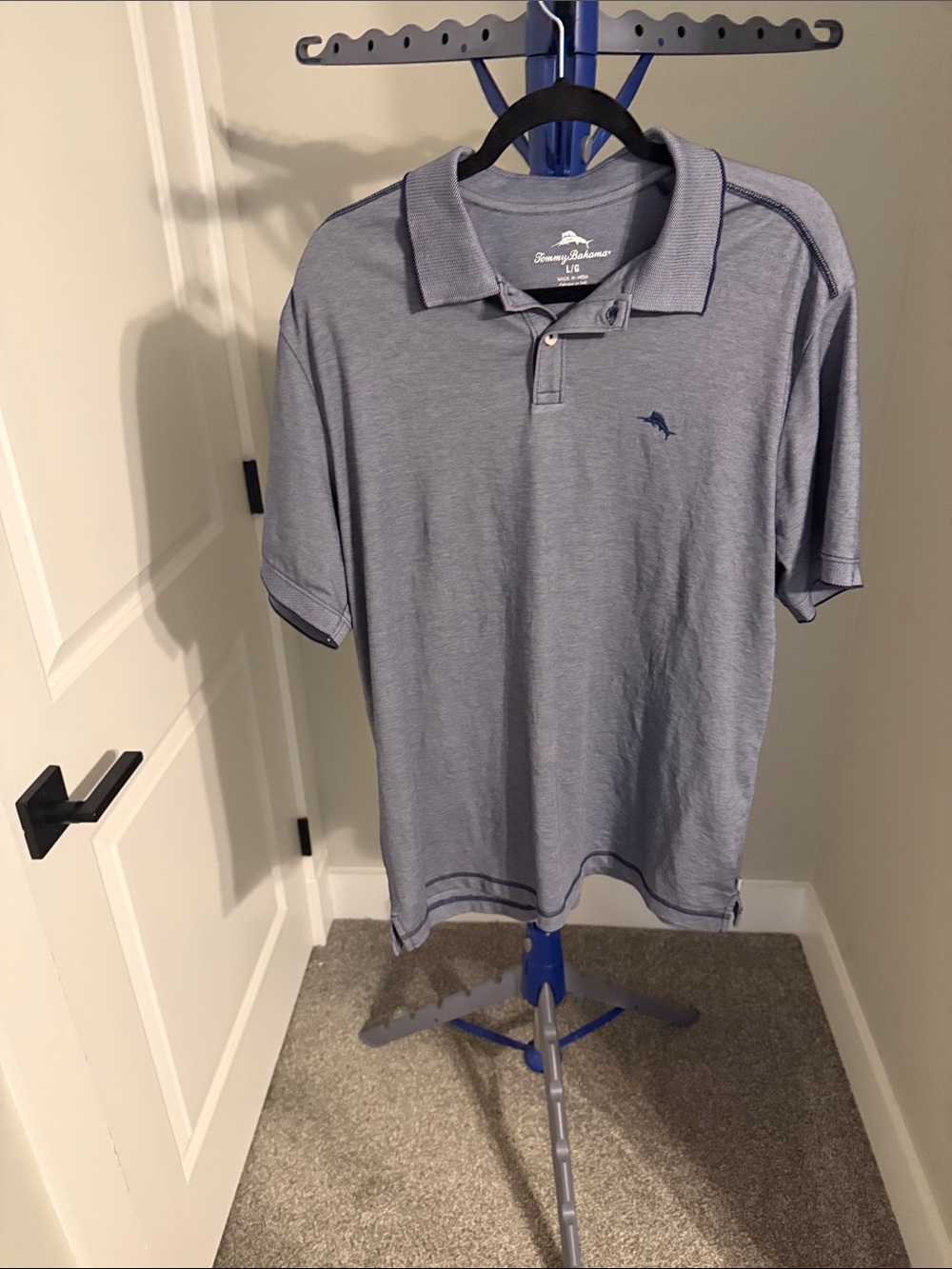 Tommy Bahama Men's Heathered Slate Blue Polo with Dolphin Logo
